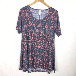 LuLaRoe Women's Perfect Tee Floral Vintage Wash M